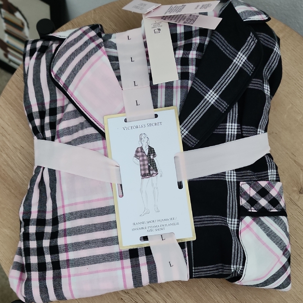 Victoria's Secret Pink and Black Plaid Pajama Set